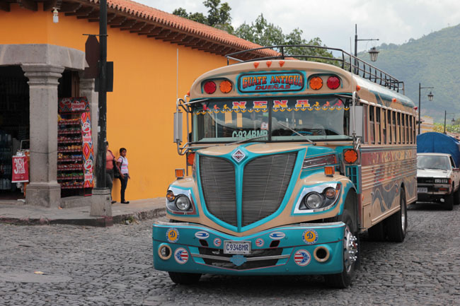Típico autobús de Guatemala. 